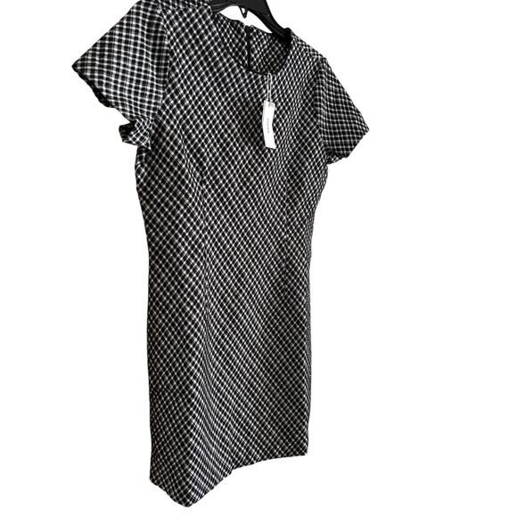 NWT SPANX Ponte Mini Dress Jacquard Size Small Black White Short Sleeve - Picture 2 of 8